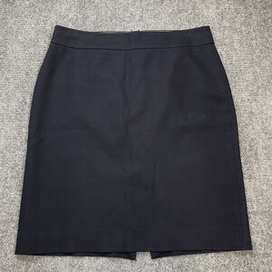 J Crew Skirt Womens Size 12 Navy Blue Lined Zip Back Cotton Knee Length Pencil